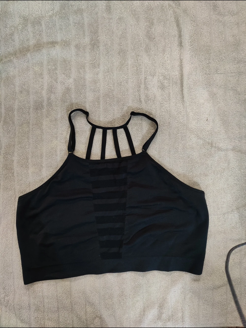 Cacique Black Strappy Crop Tank Bralette Size 26 / 28 / 4X
